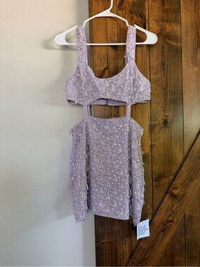 ASOS Lavender Beaded Cutout Crop Top